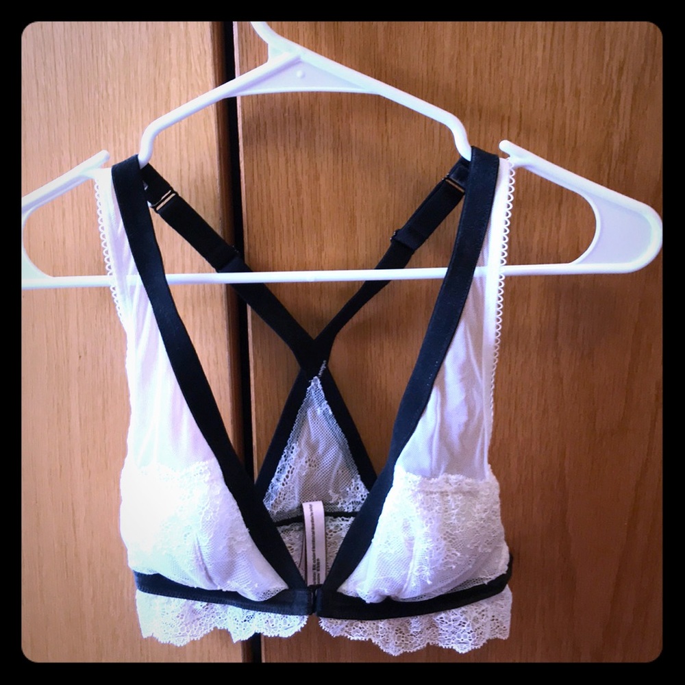 Vs white and black lace and velvet bralette